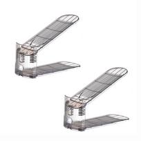 2Pcs Transparent Double Layer Shoe Rack Anti-slip Space Saving Shoe Holder Plastic Adjustable Heights Shoes Storage Rack pilka