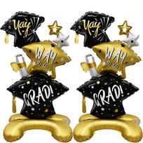 2-Pack Graduation Balloon Set, Aluminum Foil Balloons with Standing Graduation Cap, Standing Star and Diploma, 3D Balloons, Standing Balloons for Other