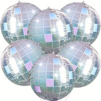 6 Pink Water Disco Ball Aluminum Foil Balloons, Laser Silver, Blue and Pink 4D Balloons, Perfect Bachelorette Party Decorations, Stylish Birthday Other