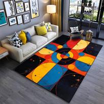 Modern Abstract Geometric Pattern Area Rug in Blue Yellow Red  Suitable for use as an anti-slip for living room bedroom sofas 40x60cm( 15x23in )
