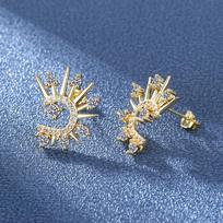 925 Sterling Silver Gold Plated Sun Muse Zircon Earrings, Birthday Anniversary Party Gift, Light Luxury Jewelry