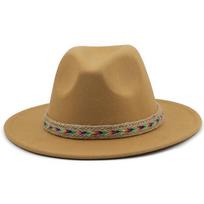 Moterys Vyrai Vilnonė Fedora kepurė su odiniu kaspinu Džentelmenas Elegantiška ponia Žiema Rudens plataus krašto džiazo bažnyčia Panamos Sombrero kepurė CHILD 54CM