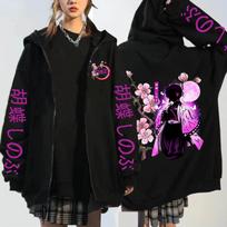 Kochou Shinobu Women Zip Hoodies Winter Autumn Zipper Jacket Harajuku Demon Slayer Plus Size Sweatshirt Casual Female Pullover S