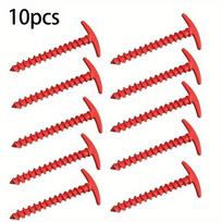 10pcs Outdoor Ground Stakes - Windproof Canopy Tent Spiral Nails For Camping, Outdoor Tools raudona