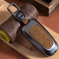 4 mygtukų metalinio korpuso pakabuko laikiklis Ford Fusion Edge Mustang Explorer F150 F250 F350 F450 automobilių raktų dėklas apsauginis dangtelis Ford 4 Buttons ruda