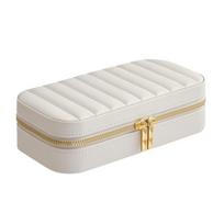 PU Leather Jewelry Box Accessory Organizer with Soft Velvets Interior Storage Case for Earrings Bracelets Necklaces balta