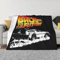 Back To The Future Movie Blanket Flannel Fleece DeLorean Fire Tracks White Stencil Fan Art Throw Blankets Couch Bedspreads# 75X95CM pilka spalva
