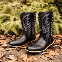 New High Barrel Embroidered Retro Wide Head Western Cowboy Boots Spring and Autumn Trendy Versatile Men's Casual Shoes 38