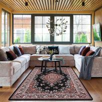 NOAHAS Washable Rugs for Living Room Non Slip Vintage Rug Faux Wool Floral Rug for Bedroom Dining Room Carpet Rug for Room Decor 122x183cm raudona