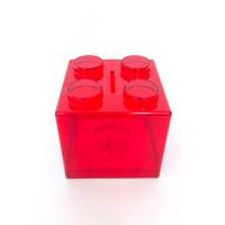 Transparent Colorful Boy Girls Cash Piggy Bank Toy Gift Coin Bank Building Block Coin Box Money Saving Box Storage Box raudona