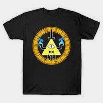 Men Black Print T-shirt Always Watching -Alternate- Bill Cipher No-Cut Transfer Paper Print Cotton Tshirt M juoda