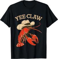 Yeeclaw Western Cowboy Crawfish Boil Summer Seafood Lobster T-Shirt Unisex T-Shirt XXL
