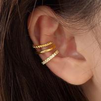 Ear Cuff 3 Pcs Charming Zircon Stone For Women Clip On Earrings Gold Tone Earcuff Without Piercing Earrings JewelryTrendy Cuff