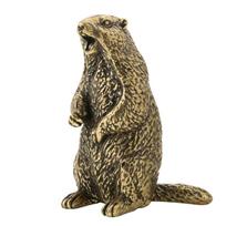 Antique Solid Metal Screaming Groundhog Statue Standing Animal Figurine Home Office Decoration Landscape Accessories 1