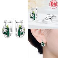 Green Plant Bell Flower Earring Purple Tulip Pearl Earrings Women 925 Silver Earrings Valentines Jewelry Gift Accessory