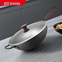 ASD 34cm Flat Bottom Stir-fry Pan with Glass Lid