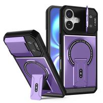 Flip Full Lens Protection Fold Stand Magnetic Phone Case For iPhone 17 16 15 Pro Max Air 14 13 12 11 For Magsafe Military Cover For iPhone 12Pro violetinė