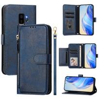 Compatible with Samsung Galaxy S9 S8 Plus S7 S6 Edge Wallet Case with Card Slot Zipper Flip Folio with Lanyard Strap Kickstand For Galaxy S7 mėlyna