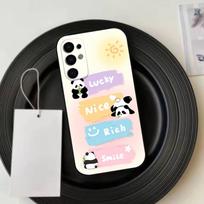Cute Lucky Panda  Phone Case Black Silicone Soft For Samsung S25,S24,S21,S22,S23,S30,Ultra,S20,Plus,Fe,Lite Samsung S21Ultra