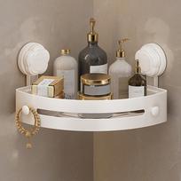 Three-story Bathroom Shelf Suction Cup Shampoo Rack Wall Corner Shelf  Kitchen Storage 1pc White