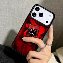 Capa Case for iPhone 17 Air 16 Pro Max 15 Plus 11 13 Mini 14 12 Back Phone Cover Albanian Flag Eagle iPhone 12 Pro Max