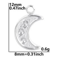 Luna Moon 100% Stainless Steel Charms For Jewelry Making Supplies Curved Month Pendant Silver Color Fashion Charms In Bulk Gifts