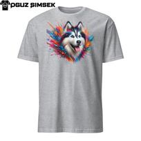 Colorful Siberian Husky Unisex T-Shirt Mens Womens Tees Top | Vibrant Dog Design | Short Sleeve Tee 3XL