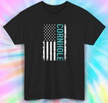 Cornhole American Flag T-Shirt Mens Womens Tees Top | Patriotic Game Tee | Cornhole Players S-5XL 2XL