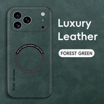Magnetinis odinis dėklas iPhone 17 Pro Max Air 16 15 Pro, Magsafe belaidžiam įkrovimui, minkštas kraštas, kietas telefono dangtelis iPhone 17 iPhone17 Pro žalia