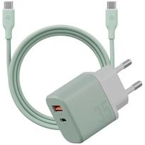 Ładowarka Sieciowa Bazic Goport Velox Kit Usb-C/Usb-A Gan 35W Z Kablem Zielony