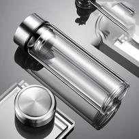 350ml/450ml Double High Temperature Borosilicate Glass Teapot, DIY Sports Bottle Stainless Steel Filter Thermos Commercial 350ml sidabras