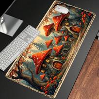 Magic Forest Mushroom Large Gaming Mouse Pad, Anti-Slip Rubber Thickened Laptop Locking Office Keyboard Mouse Pads 600x300x2mm