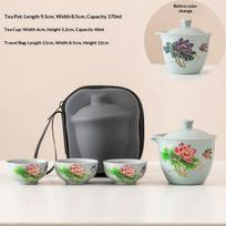 Creative Color-changing Tea Set, Kung Fu Teapot, Outdoor Teaware, 1 Teapot, 3 Tea Cups, Healthy and Nourishing tea