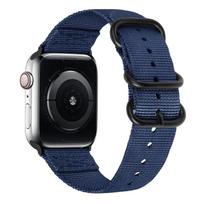 Nylon Strap For Apple watch band Ultra  3/2/1 49mm 45mm 44mm 41mm 42mm 46mm Three Ring Bracelet iWatch 11 10 9 8 7 6 5 4 Correa S11-10 46mm 44 45 49 vidurnakčio mėlyna spalva