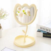 Removable Tulip Flower Makeup Mirror Multifunctional with Jewelry Storage Makeup Mirrors Home Decoration Adjustable Angle geltona