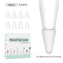 8pcs Soft Silicone Nib Cover For Apple Pencil 1 2 Tip Case Sleeve For Apple Pencil 1st 2nd Gen Touchscreen Stylus Pen Nib Case balta