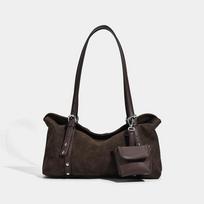 Fashi Suede Women Shoulder Bag Rivet Tote Bags for Women Winter Soft Retro Handbags and Purses Female Commuting Shopper NEW kava