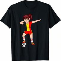 Dabbing Soccer Girl Belgium Jersey Belgian Football Lovers T-Shirt S įvairiaspalvis