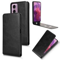 Magnetinis Vertikalus Atverčiamas Odinis Telefono Dėklas For Motorola Moto G04 / G24 / G24 Power juoda