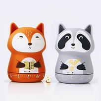 2 Pack Cute Kitchen Timer,100% Mechanical Timer for Kids,60 Minute Egg Timer for Cooking/Reading/Do Sports. (Fox and Raccoon)