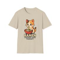Unisex Softstyle T-Shirt Mens Womens Tees Top Calico Kitten Funny Ramen Cheaper Than Therapy Cartoon S