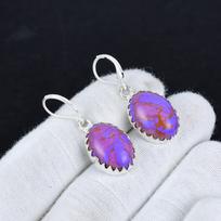 Violetinis turkio akmens 925 svarų sterlingų sidabro auskaras, Boho sidabriniai kabantys auskarai, Dovana vakarėliui, Dovana jai 2.16" violetinė