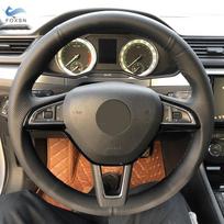 Automobilio vairo apdangalas Skoda Octavia Superb Fabia Citigo Roomster 2013- Rapid Yeti Kodia, perforuotos mikropluošto odos Type A red line