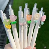 Charming Mini Flower Gel Pens Black Ink Neutral Pens Kawaii Korean Stationery Kids Gifts Writing Tools School Office Supplies random 1PCS