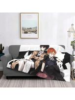 Osamu Dazai Chuuya Nakahara Knitted Blanket Anime Fuzzy Throw Blanket Bedding Couch Ultra-Soft Warm Bedspreads 75X95CM pilka spalva