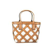 Michael Kors Sienna Color Block Letter Logo Commuter Woven Leather Tote Bag Women tote Brown 35T1G4ST1J-WALNU Basic Set (Bag+Dust Bag)