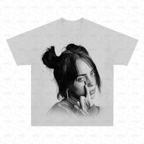 Billie Eilish Retro Pattern Tshirt 2025 Summer Mens Womens Hip Hop Clothing Y2k Fashion Street Style Pure Cotton Tshirt M
