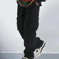Mens Loose Fit Cargo Pants Multiple Pockets Drawstring Waist Straight Leg Trousers for Casual Daily XXL juoda