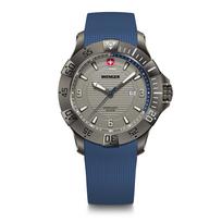 WENGER SEAFORCE Quartz Analog Stainless Steel Case Black Ice Blue Silicone 200m Water Gray Men's Watch, (316L), Dial, Strap, Resistant, 3-Year