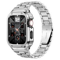 Stainless Steel Case+Strap For Apple Watch Band 44mm 45mm 49mm 40mm Bumper Cover Accessories iwatch Ultra series 8 6 SE 7 Strap 40mm sidabras